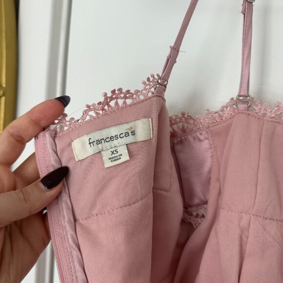 Francesca's Rose Pink Lace Overlay Off-Shoulder Dress, XS - Picture 5 of 6